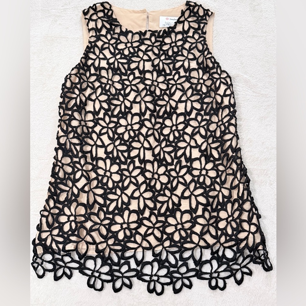 Neiman Marcus for Target Lela Rose Lace Overlay XS Top Black Floral Crochet